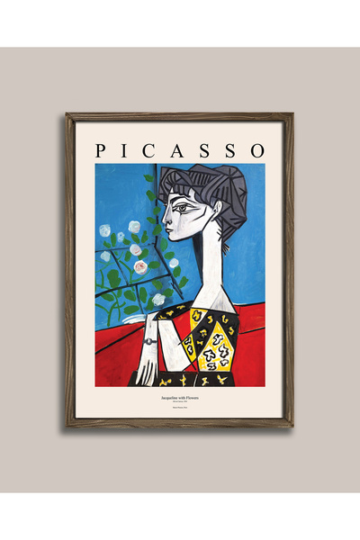 Vetro Design Пикасо - Портрет на Жаклин с цветя в рамка