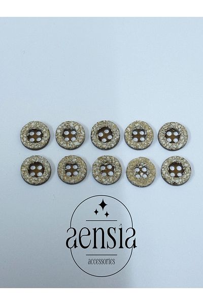 aensia White Stone PatterneD Brown TextureD Shirt - 1.14Cm Button, 10-piece Button Pack