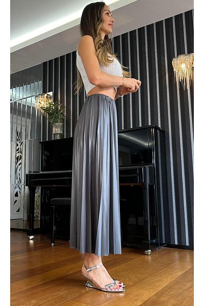Atelier Derin Fusta Midi plisată antracit