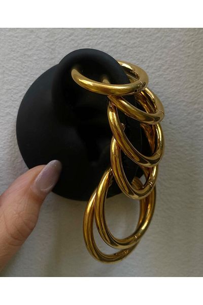 h&b design jewel Steel Gold Earrings Set of 6