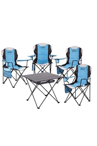 gaman Evolite 4 Kişilik Taşıma Çantalı Turkuaz Katlanır Masa Ve Sandalyeli Ka...