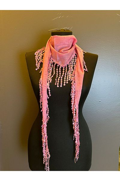 Gönülden Tasarım EșARFĂ DE DESIGN GÜPÜR TASSEL 160X20 CM Roz