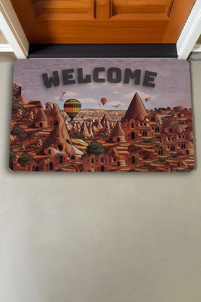 Valerine Life Cappadocia, Fairy Chimneys and Balloon Themed Welcome Door Mat 45x70cm
