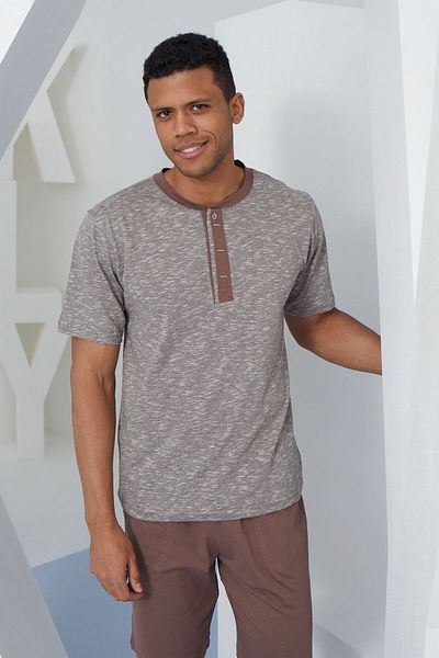 KLY Pajama Set with Battal Midi Collar Shorts