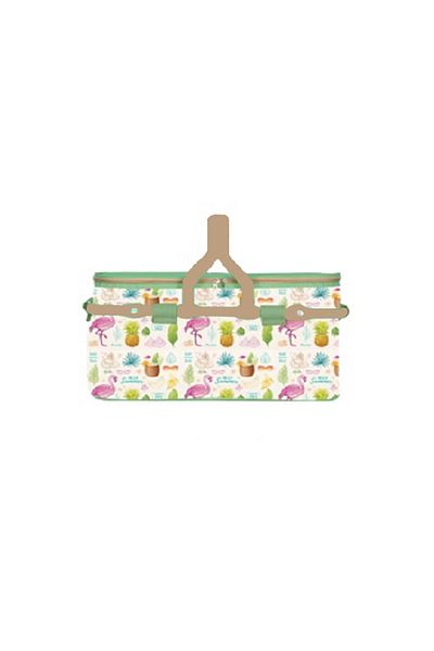 Kale Termos Green Flamingo Patterned Icemax Picnic Basket
