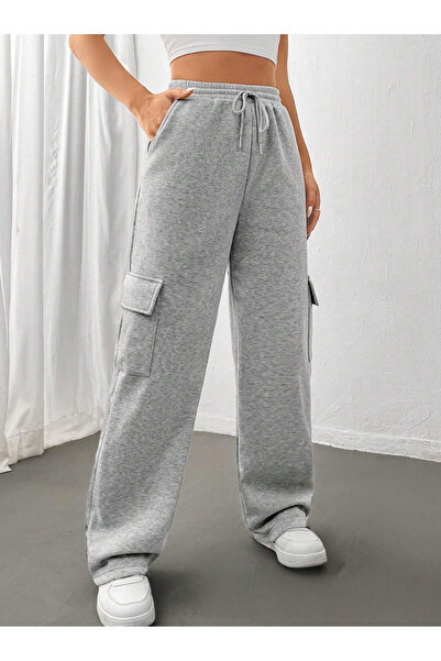 Marjill Sportovní tepláky z bavlny s širokými nohavicemi do kapsy