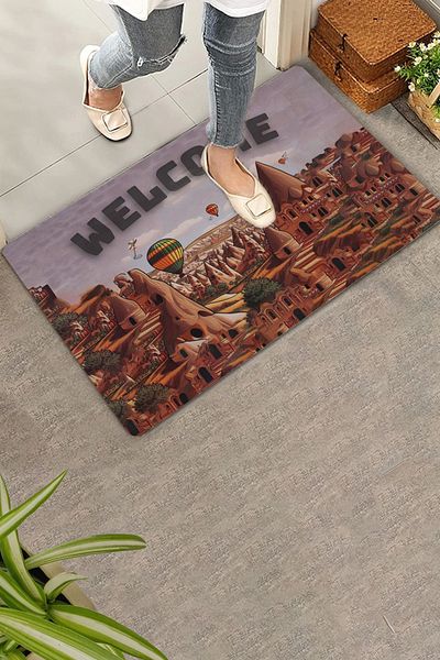 Valerine Life Cappadocia, Fairy Chimneys and Balloon Themed Welcome Door Mat 45x70cm