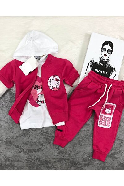 MİLANO KİDS HELLO KITTY GIRL طقم مكون من 3 قطع علوية وسفلية