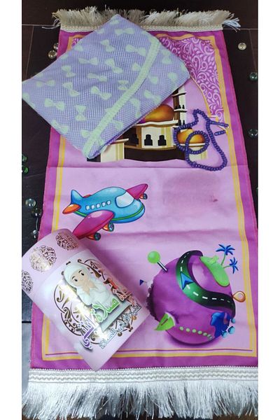 Şahane Prayer Set Children's Prayer Clothes Prayer Mat Prayer Beads Rosary Cotton