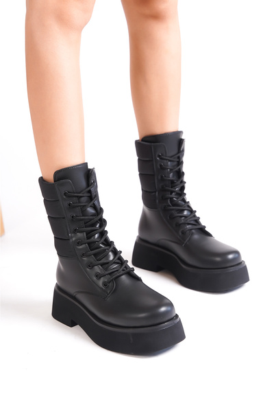 Capone Outfitters Cizme de damă cu vârf rotund cu șireturi Trak Sole