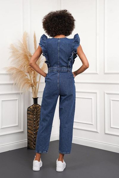 ZAROLİ Salopetă de damă din denim cu detaliu cu volane - Mucegai pentru mama fără mâneci