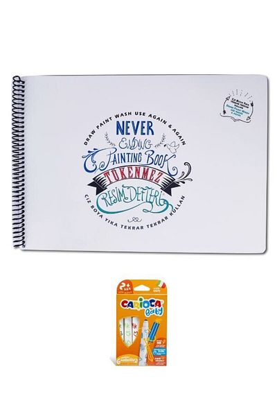 Akademi Çocuk -Inexhaustible Drawing Book-1 Painter Cats- 25x35cm & Carioca 6 Piece Baby