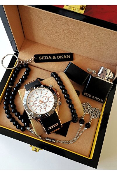 Time İst KİŞİYE ÖZEL ERKEK KOL SAATİ SETİ : SAAT, TESBİH, BİLEKLİK, ANAHTARLIK, ÇAKMAK.