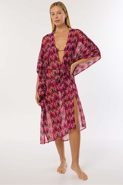 AYYILDIZ 4800 Fuchsia Patterned Beach Dress