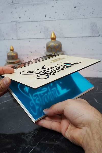 markcat Дървена книга за планове Istanbul Design - Неограничен дневен ред - Седмичен планер (Тефтер за планер) A5