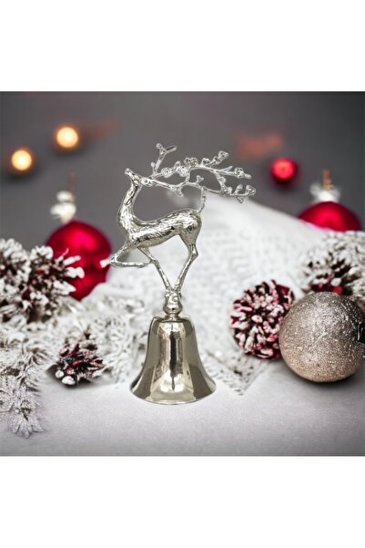 Genel Markalar Gümüş Çiçek Boynuzlu Geyikli Dekoratif Metal Çan Mum Söndürücü...