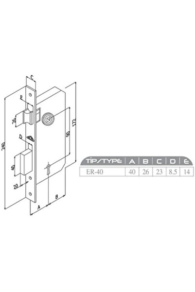 Merkezoğlu İç Oda Kapı Kilidi WC-Banyo Siyah – 40mmx23mm – Sessiz &Dayanıklı