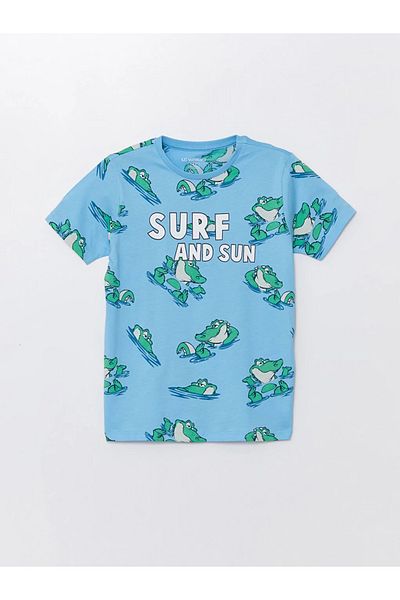 LC Waikiki LCW DREAM Crew Neck Printed Boys' Shorts Pajamas Set