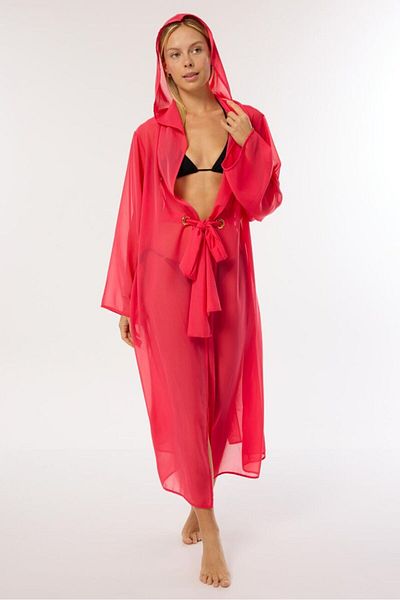 AYYILDIZ 4807 Fuchsia Hooded Beach Dress