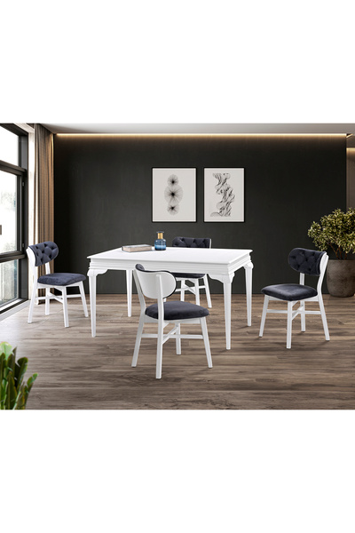 Mobilya Dükkanım Avangard Beyaz Masa & Kartal Sandalye Takımı HDR1219 - MD