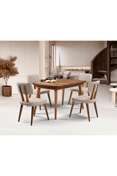 Mobilya Dükkanım Milano Ceviz Masa & Derin Sandalye Takımı HDR1229 - MD