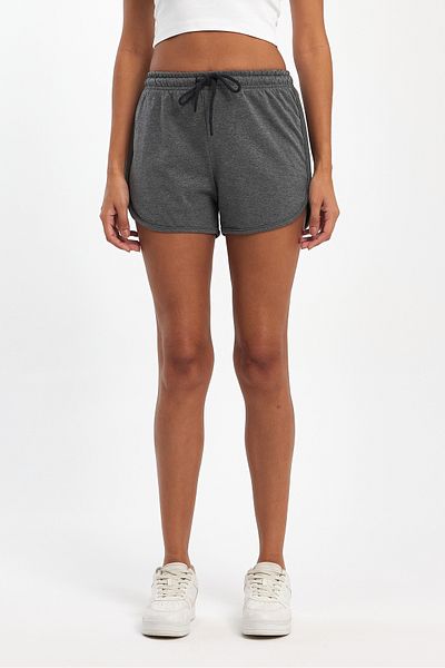 COMEOR Women's Slit Seasonal Premium Fabric Regular Fit Drawstring Anthracite Short Mini Shorts