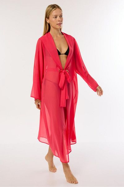 AYYILDIZ 4807 Fuchsia Hooded Beach Dress