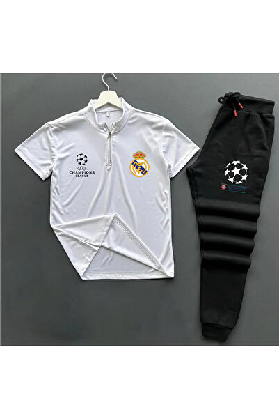 Pisa Art Real Madrid Half Zipper T-Shirt & Shorts Custom Design Unisex Top an...