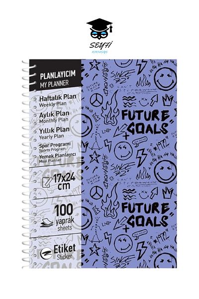 SEYFİKİRTASİYE 17x24 CM 100 SHEETS PLANNER NOTEBOOK STICKER MONATARY WEEKLY YEARY FOOD PLANNER HARD COVER WIRE