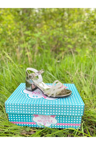 NS Little Stone Detailed Girl's Evening Dress Heeled Shoes
