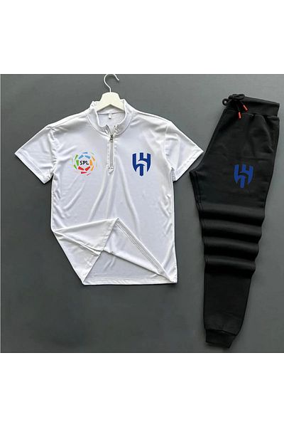 Pisa Art AL HILALSUUDI ARABIAN PRO LIGE HALF ZIPPER T-SHIRT&SHORTS CUSTOM DESIGN SET