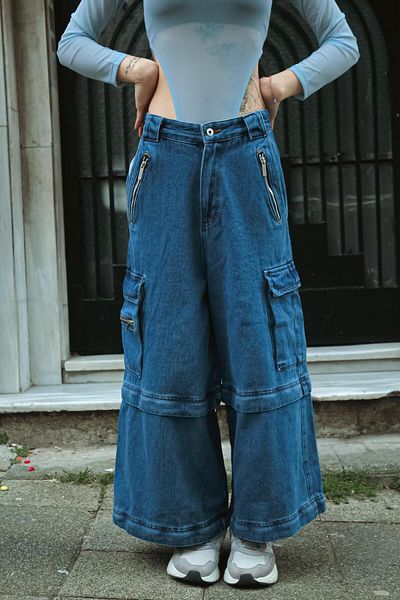 Touz Moda PANTALONI CU DETALII ALBASTRU ÎNCHIS