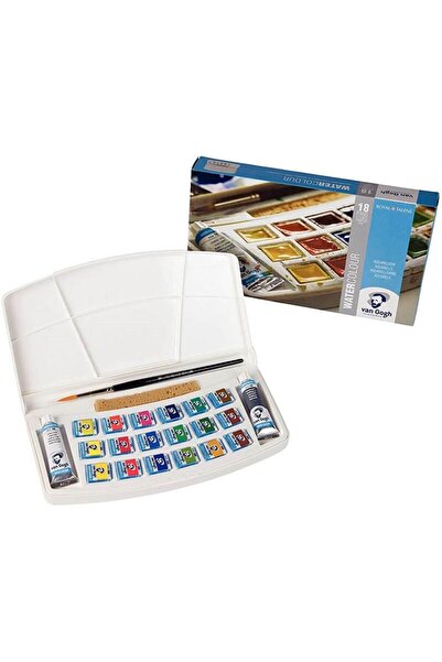 Art Tone VAN GOGH SULUBOYA PLASTİK KUTU 18 RENK + 16 ADET TABLET + 2 TÜP SULU...