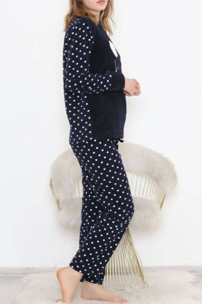 ysrozrgyim Polar Plush Set Navy Blue Polka Dot