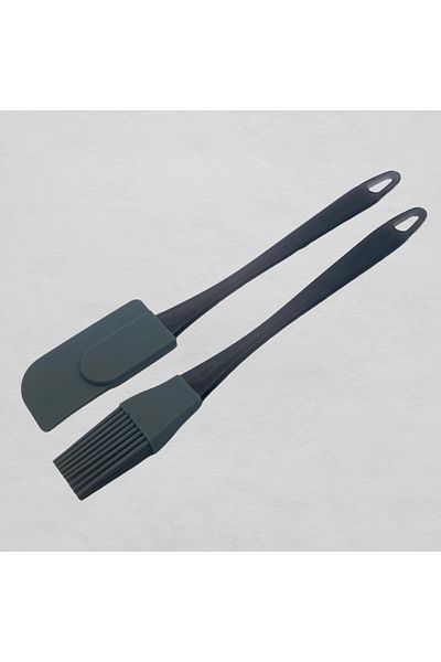 Dore Voir 2-Piece Egg Brush and Stripping Spatula with Silicone Tip Acrylic Handle - Gray Color