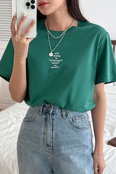 Revasser Unisex Πράσινη λαιμόκοψη Oversize Power Printed