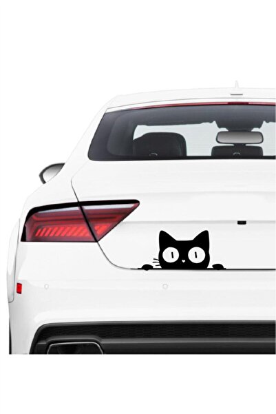 HMNL Kedi Bagajdan Bakan Kedi Sticker Araba Oto Cam Sticker Siyah 25 X 11 Cm