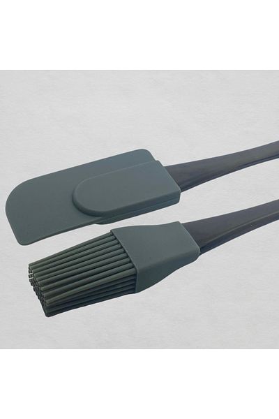 Dore Voir 2-Piece Egg Brush and Stripping Spatula with Silicone Tip Acrylic Handle - Gray Color