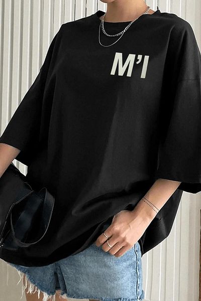 Revasser Unisex Μαύρο Oversize τυπωμένο Think I'm Failing Steps