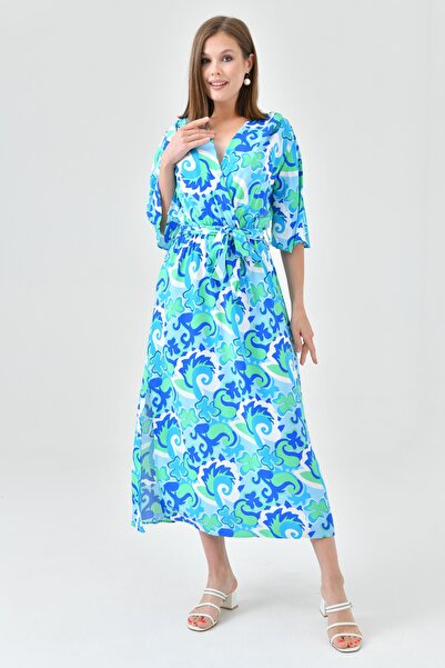 Secret Passion Lingerie Etnički dezen Elastično Tkanina Kruvaze izrez Midi vi...