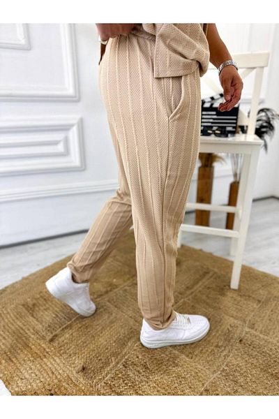 elkumoda Παντελόνι λινό Φυσικό βαμβάκι ανάμεικτο φαρδύ αθλητικό παντελόνι Άνετο ριγέ λινό παντελόνι