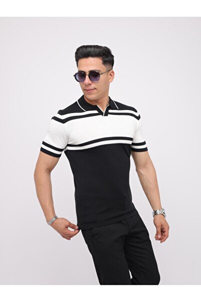 ASWEL 2024 YENİ SEZON POLO YAKA ÇİZGİLİ PAMUK TRİKO T-SHIRT ASWTRTS103