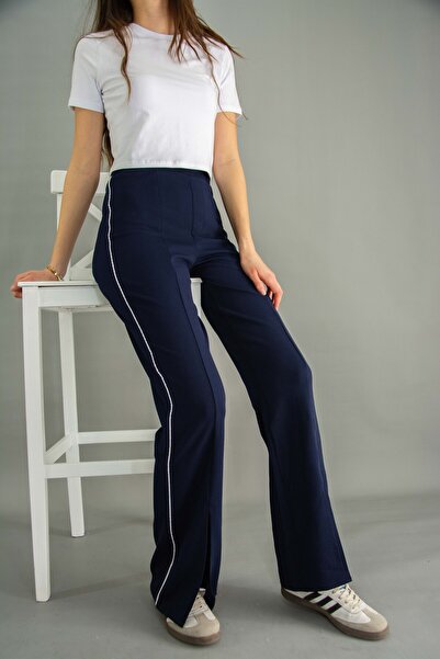 Reida Paçası Yırtmaçlı Beli Lastikli Pantolon