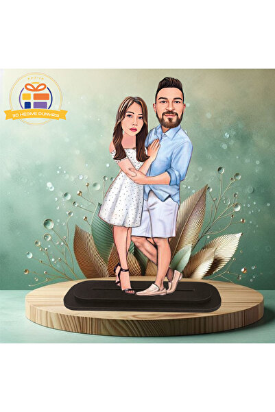 3D Hediye Dünyası Yıldönümü karikatürü sevgilime eşime karikatürü biblo hediy...