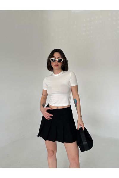 alenmoda Crew Neck Short Sleeve Basic Body