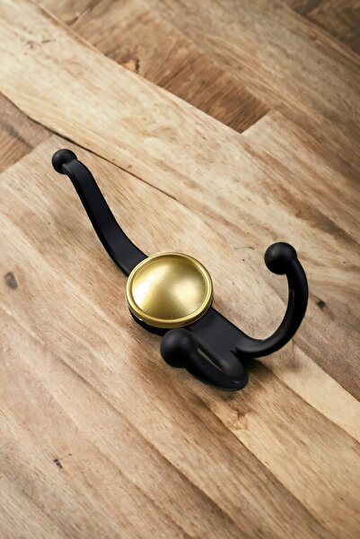 Dizaynhouse Boncuk Askı Portmanto Askısı Kapı arkası Askılık, Siyah, Antik Sarı ve Gold Renk Kıyafet Askısı