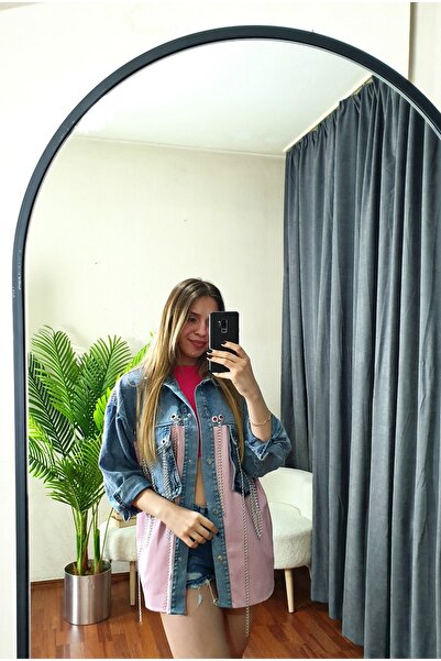 S&A Collectionn Жіноча oversize-куртка з ланцюжками та кольоровими джинсами