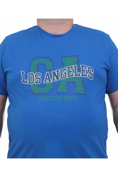 MocGrande Ανδρικό μπλουζάκι Los Angeles Plus Size 24136 - Sıfır Yaka SAKS