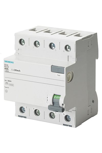 Siemens Three Phase Residual Current Relay 4x25 Ampere 30ma
