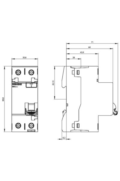 Siemens 2x63 Amper 30ma Monofaze Kaçak Akım Rolesi